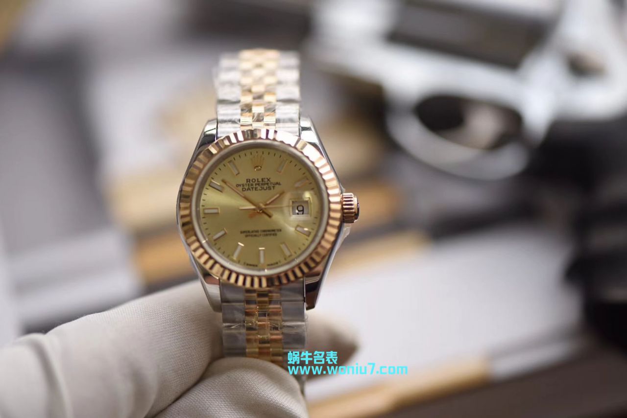 【包金款】 Rolex 女装  Datejust  Replica Copy 179173（条钉）279173（钻钉）香槟色 wrist watches  / R250