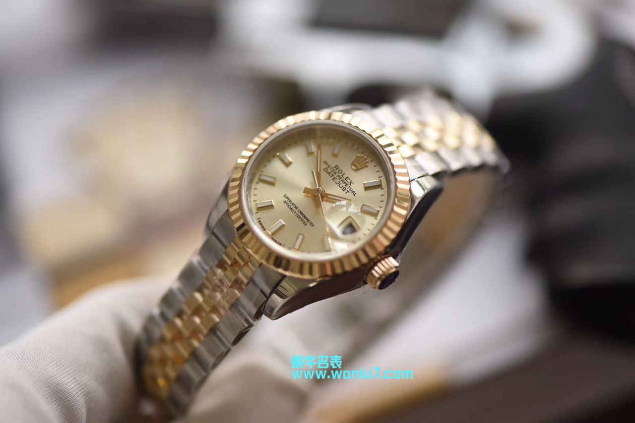 【包金款】 Rolex 女装  Datejust  Replica Copy 179173（条钉）279173（钻钉）香槟色 wrist watches  / R250