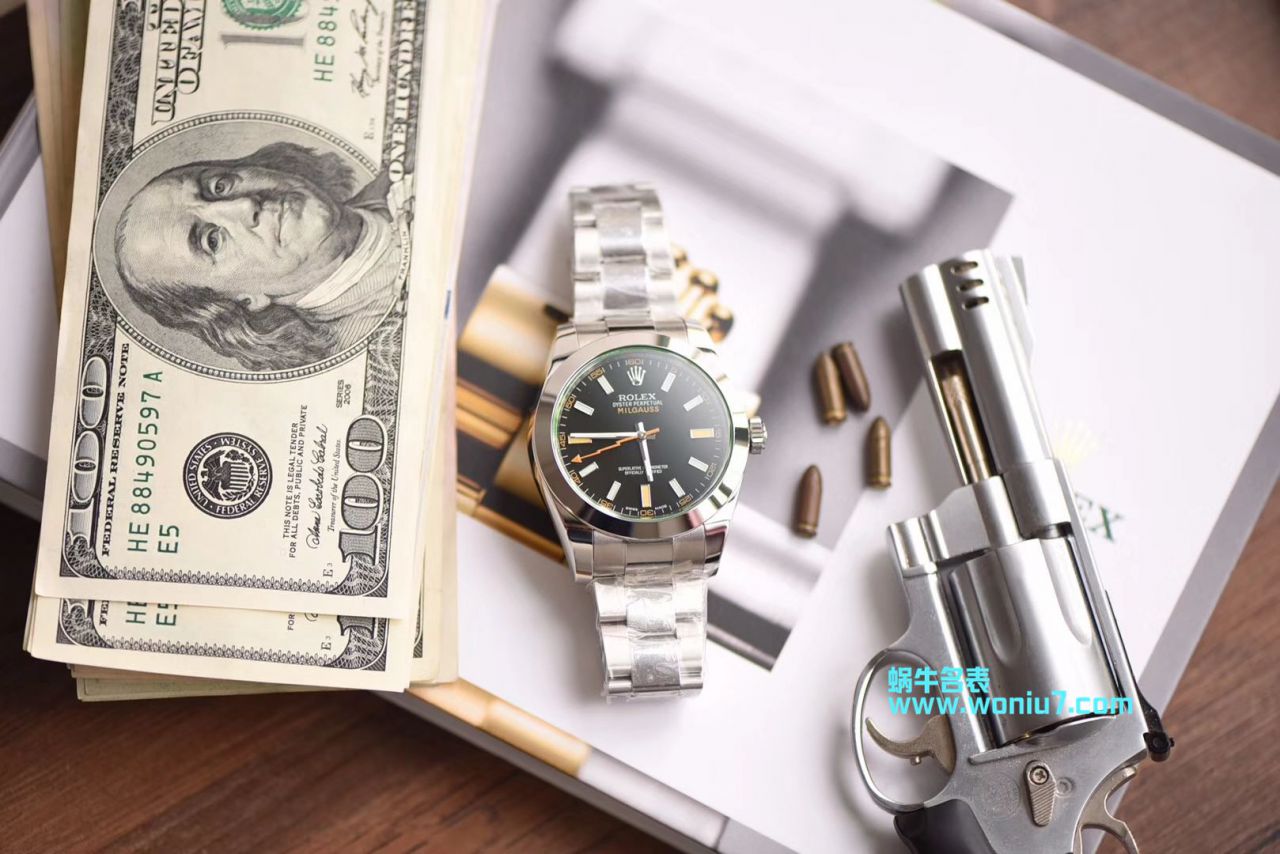 【DJ Perfect  High quality  top 克隆 Replica Watches 】 Rolex MILGAUSS系列116400-GV-72400黑盘 wrist watches (绿玻璃闪电) / R247