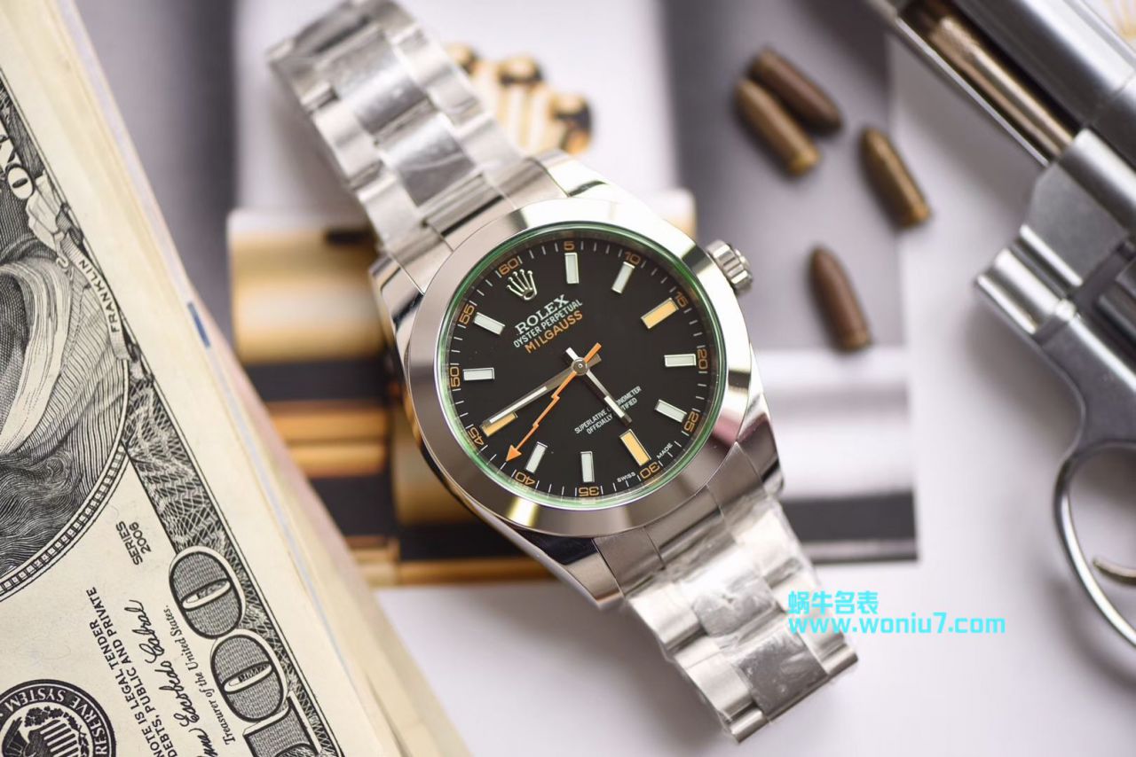 【DJ Perfect  High quality  top 克隆 Replica Watches 】 Rolex MILGAUSS系列116400-GV-72400黑盘 wrist watches (绿玻璃闪电) / R247