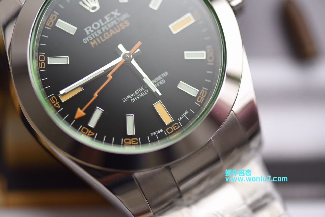 【DJ Perfect  High quality  top 克隆 Replica Watches 】 Rolex MILGAUSS系列116400-GV-72400黑盘 wrist watches (绿玻璃闪电) / R247