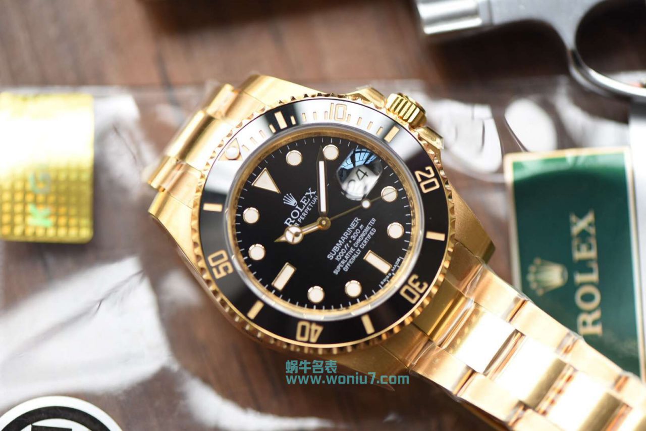 【VR Perfect  High quality  Replica Watches 土豪全18K包金 Submariner ～】 Rolex  Submariner 型系列116618LN-97208 黑盘 wrist watches  / R258