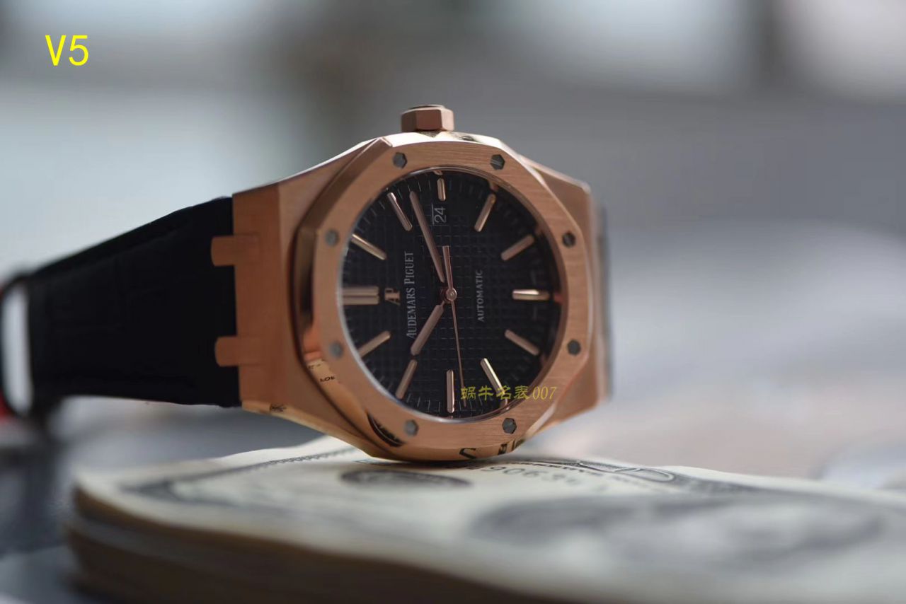 【JF Factory 1:1 Replica Copy  Watches 】Audemars Piguet 皇家橡树系列15400OR.OO.D002CR.01 wrist watches 《真皮 watchband  款》 / AP015