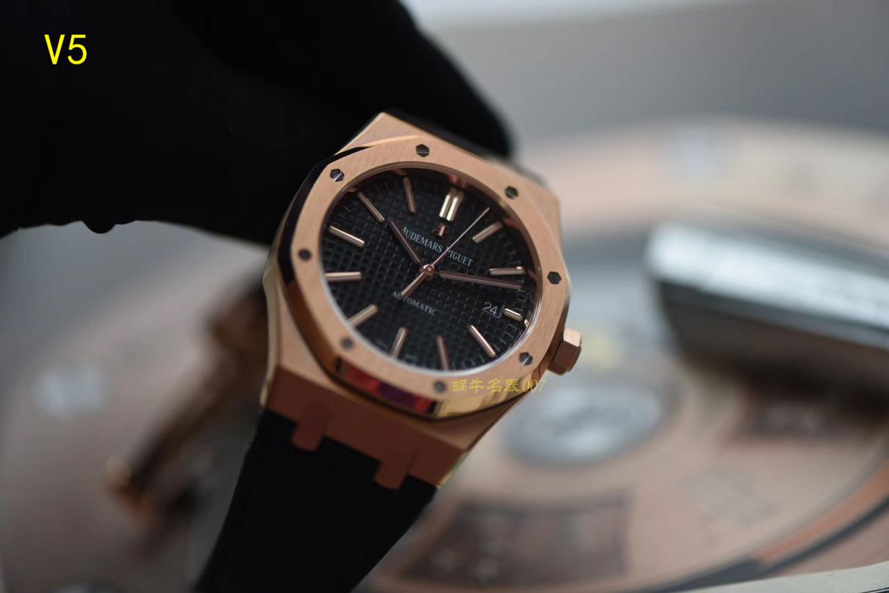 【JF Factory 1:1 Replica Copy  Watches 】Audemars Piguet 皇家橡树系列15400OR.OO.D002CR.01 wrist watches 《真皮 watchband  款》 / AP015