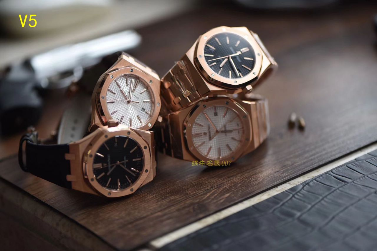 【JF Factory 1:1 Replica Copy  Watches 】Audemars Piguet 皇家橡树系列15400OR.OO.D002CR.01 wrist watches 《真皮 watchband  款》 / AP015