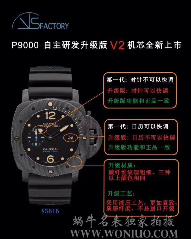 Panerai LUMINOR 1950系列PAM00616【市场 top 版本！VS High quality  Replica Watches  616 P9000 自主研发升级版V2  Movement  全新来袭!】 / VS00616