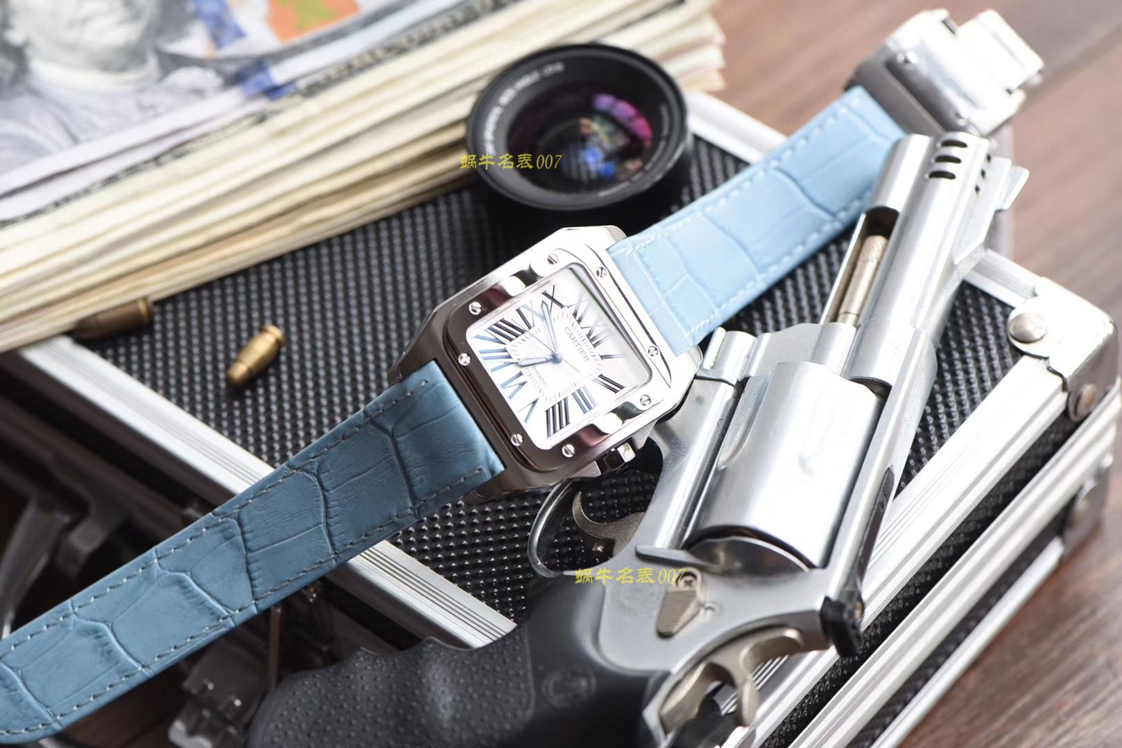 【 Video analysis 】 Cartier  Cartier   Santos W20106X8机械女士 wrist watches （V6 Perfect  High quality  Knockoff 搭配蓝色 watchband  ） / K216