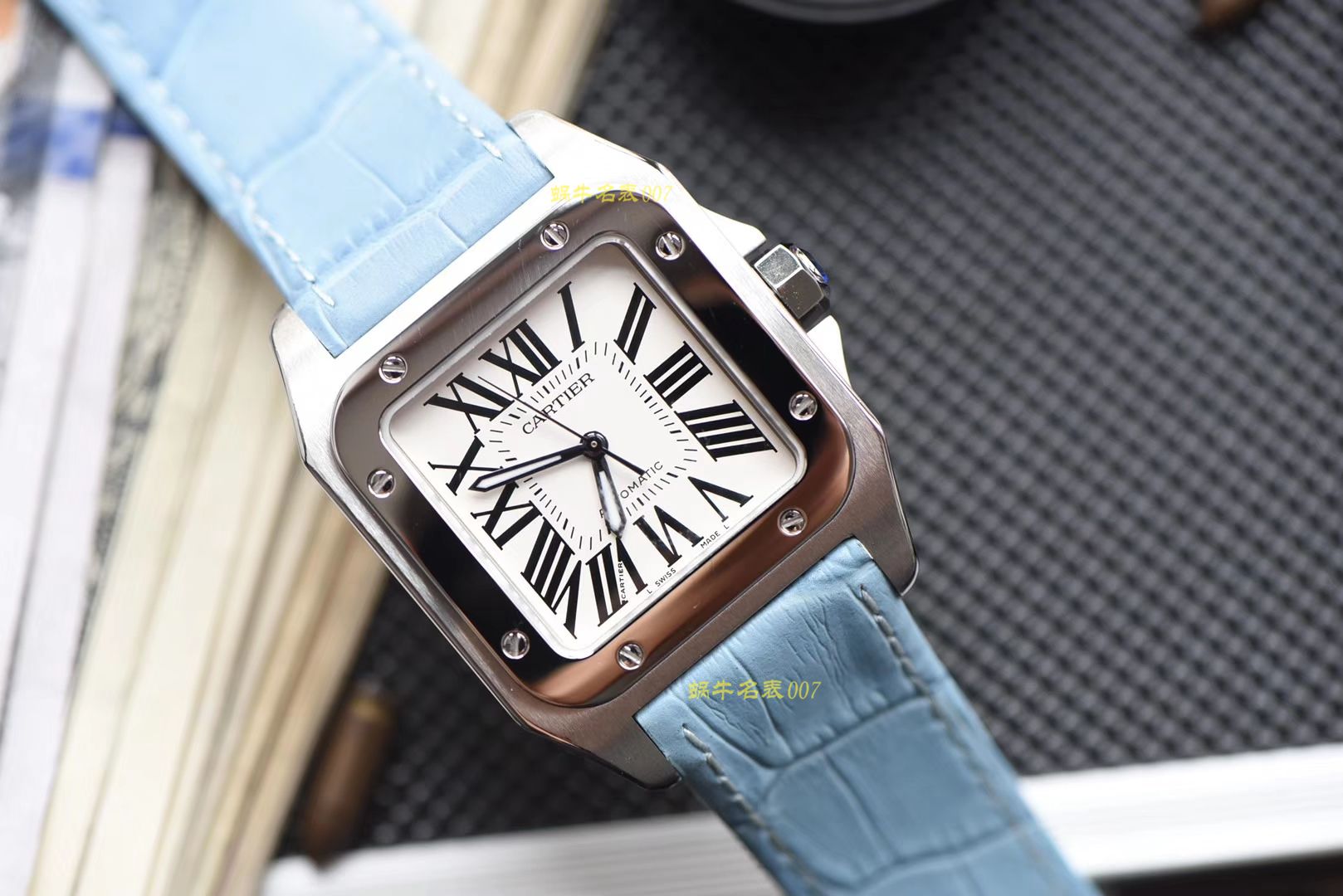 【 Video analysis 】 Cartier  Cartier   Santos W20106X8机械女士 wrist watches （V6 Perfect  High quality  Knockoff 搭配蓝色 watchband  ） / K216