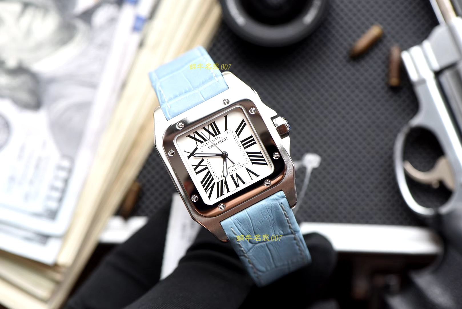【 Video analysis 】 Cartier  Cartier   Santos W20106X8机械女士 wrist watches （V6 Perfect  High quality  Knockoff 搭配蓝色 watchband  ） / K216