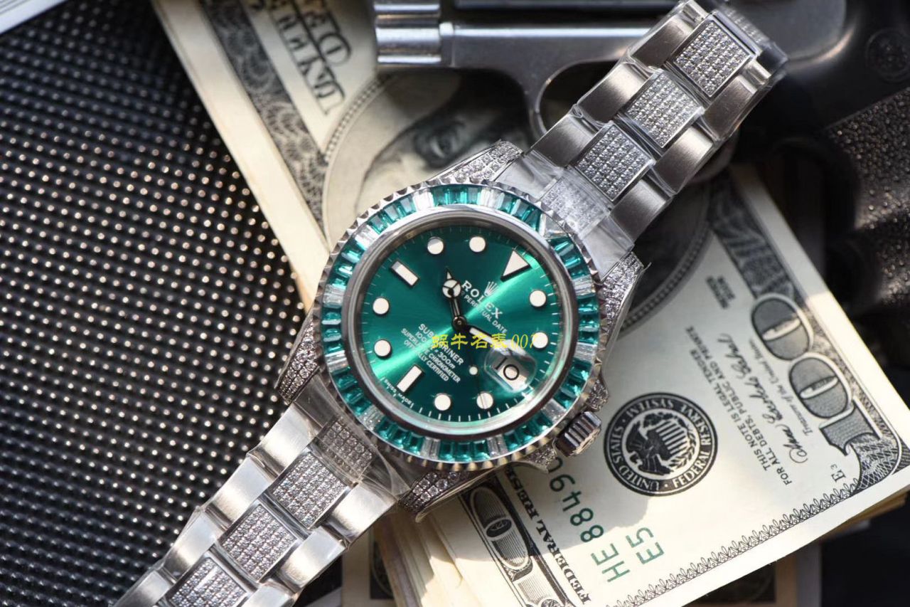 【LF Factory  top  Replica  Rolex  Replica Watches 】LF帝皇 copy customized 版镶钻 Submariner ❗ top 绿钻水鬼 / R363