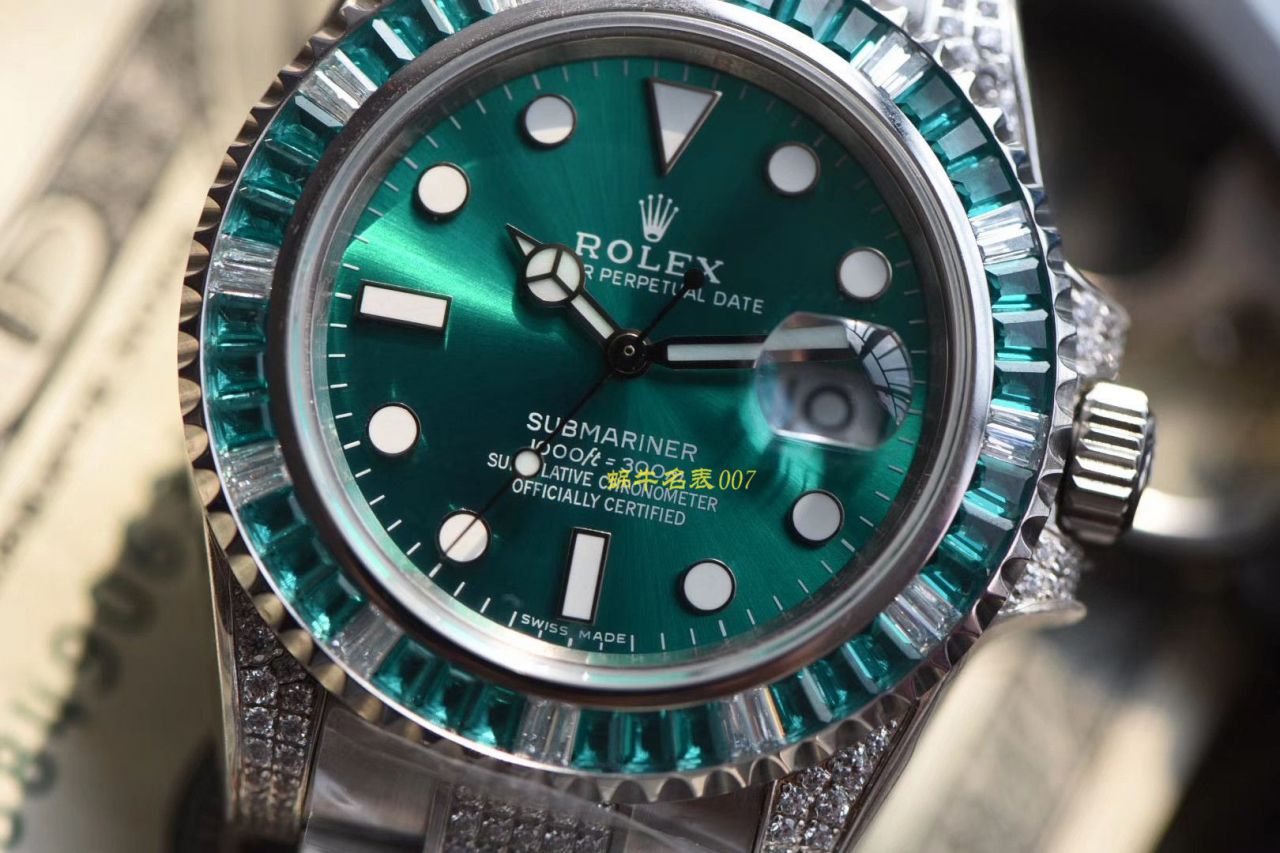 【LF Factory  top  Replica  Rolex  Replica Watches 】LF帝皇 copy customized 版镶钻 Submariner ❗ top 绿钻水鬼 / R363