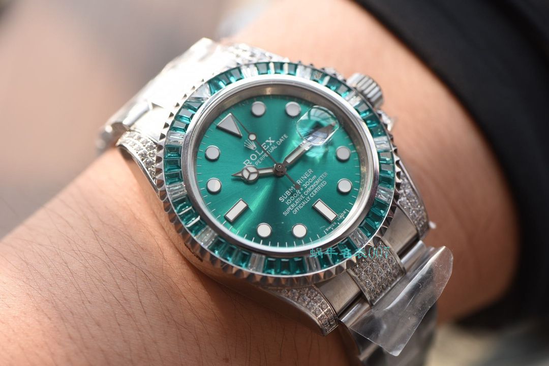 【LF Factory  top  Replica  Rolex  Replica Watches 】LF帝皇 copy customized 版镶钻 Submariner ❗ top 绿钻水鬼 / R363