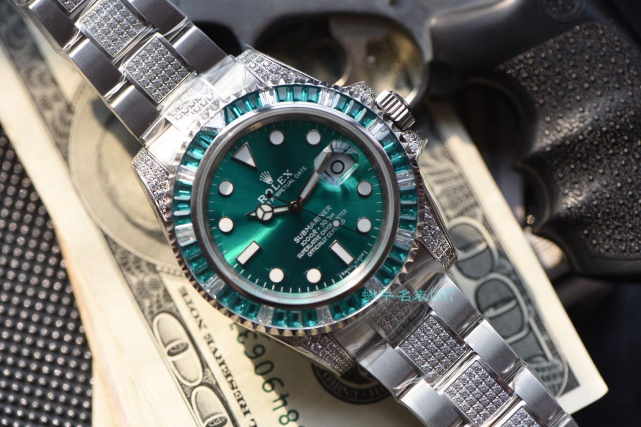 【LF Factory  top  Replica  Rolex  Replica Watches 】LF帝皇 copy customized 版镶钻 Submariner ❗ top 绿钻水鬼 / R363