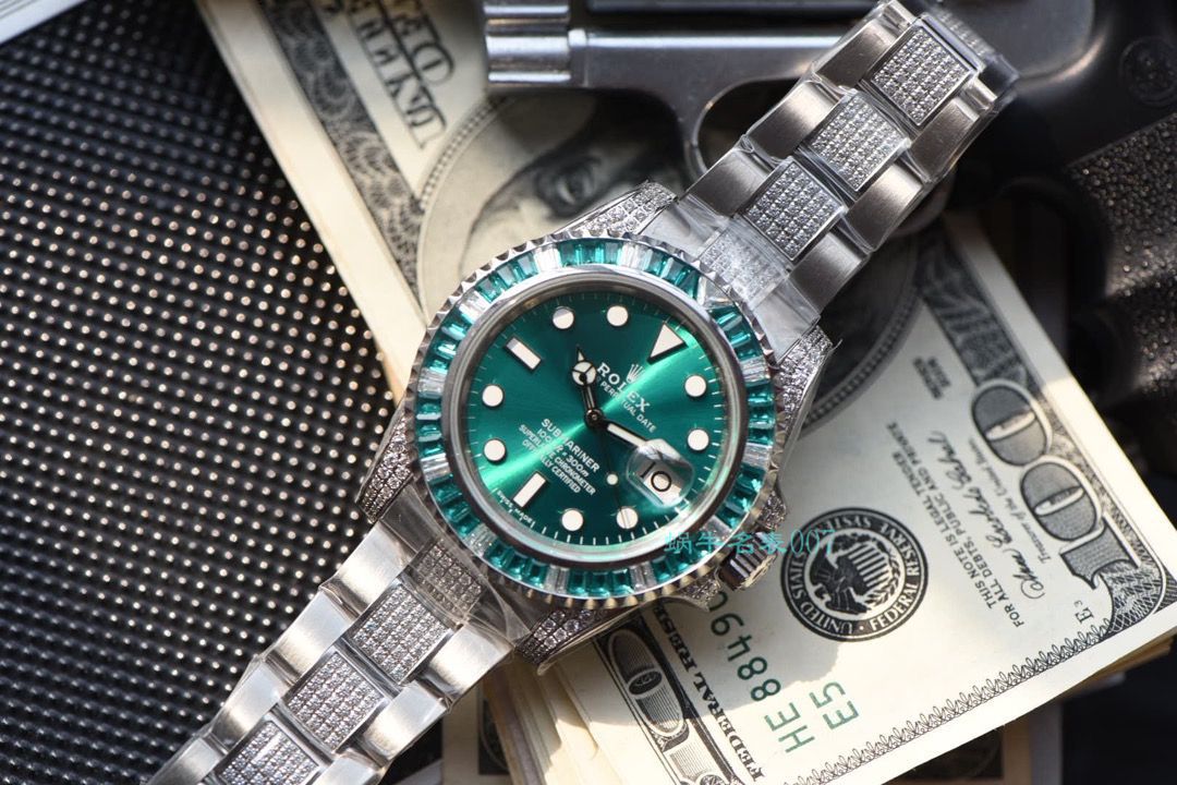【LF Factory  top  Replica  Rolex  Replica Watches 】LF帝皇 copy customized 版镶钻 Submariner ❗ top 绿钻水鬼 / R363