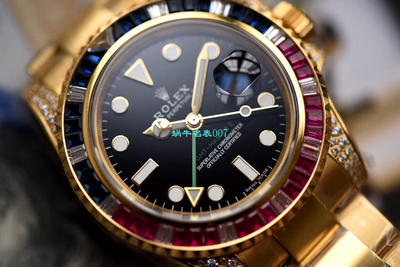 【LF Factory  Perfect  High quality  Replica Watches 】 Rolex  GMT MASTER II彩虹钻系列116758 SAru-78208 wrist watches  / R393