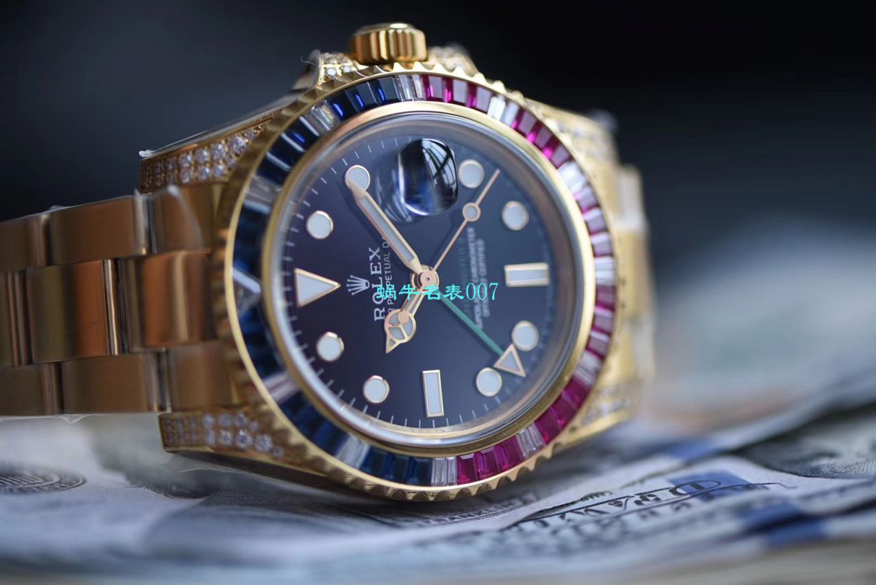 【LF Factory  Perfect  High quality  Replica Watches 】 Rolex  GMT MASTER II彩虹钻系列116758 SAru-78208 wrist watches  / R393