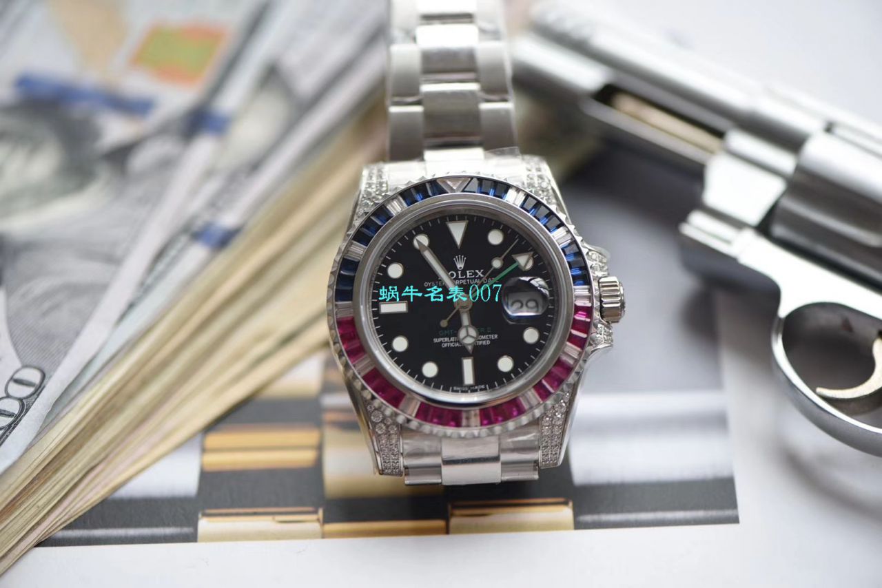 【LF Factory Rolex Replica Copy 表土豪版彩虹钻】 Rolex  GMT MASTER II系列116759 SAru-78209 wrist watches  / R396