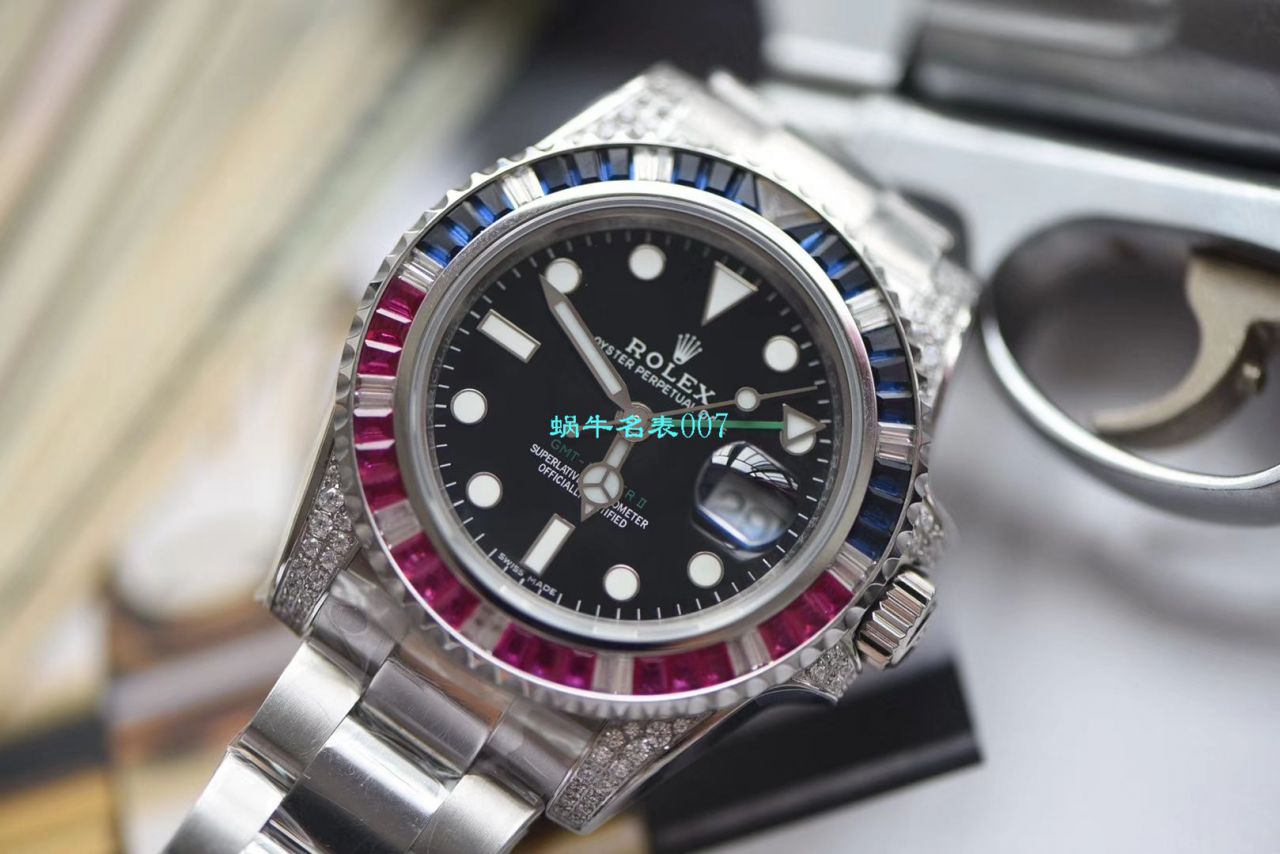 【LF Factory Rolex Replica Copy 表土豪版彩虹钻】 Rolex  GMT MASTER II系列116759 SAru-78209 wrist watches  / R396
