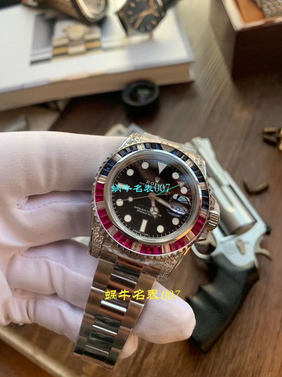 【LF Factory  Perfect  High quality  Replica Watches 】 Rolex  GMT MASTER II彩虹钻系列116758 SAru-78208 wrist watches  / R393