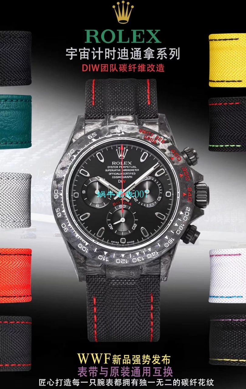 WWF新品发布： carbon fiber  Rolex ROLEX宇宙计时 Ditongna 系列之Diw团队改造版 / R399