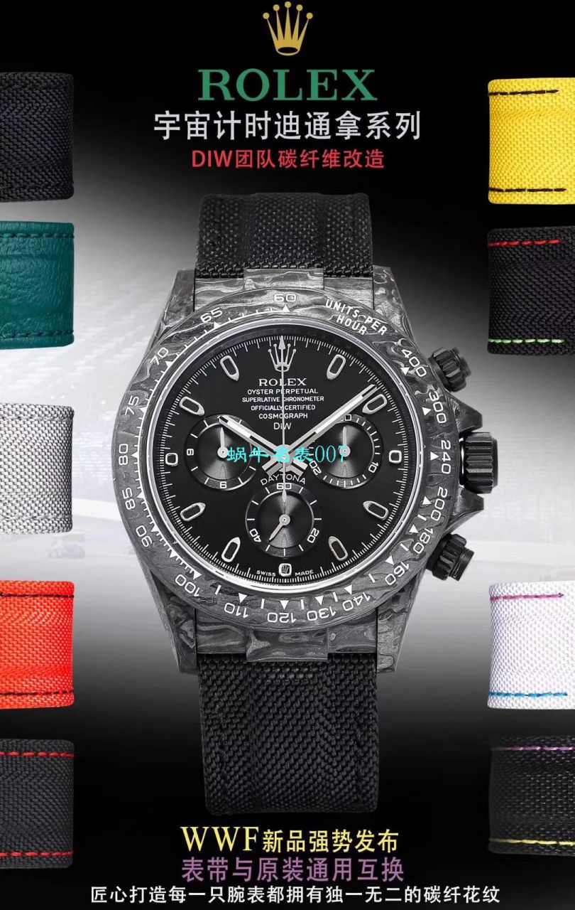 WWF新品发布： carbon fiber  Rolex ROLEX宇宙计时 Ditongna 系列之Diw团队改造版 / R399