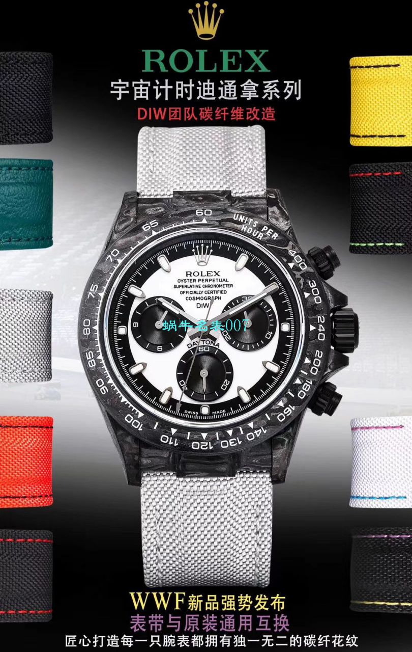WWF新品发布： carbon fiber  Rolex ROLEX宇宙计时 Ditongna 系列之Diw团队改造版 / R399