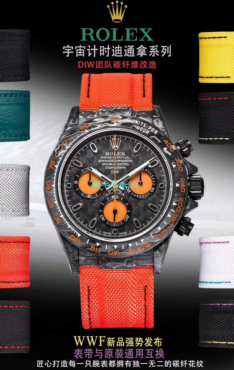 WWF新品发布： carbon fiber  Rolex ROLEX宇宙计时 Ditongna 系列之Diw团队改造版 / R399