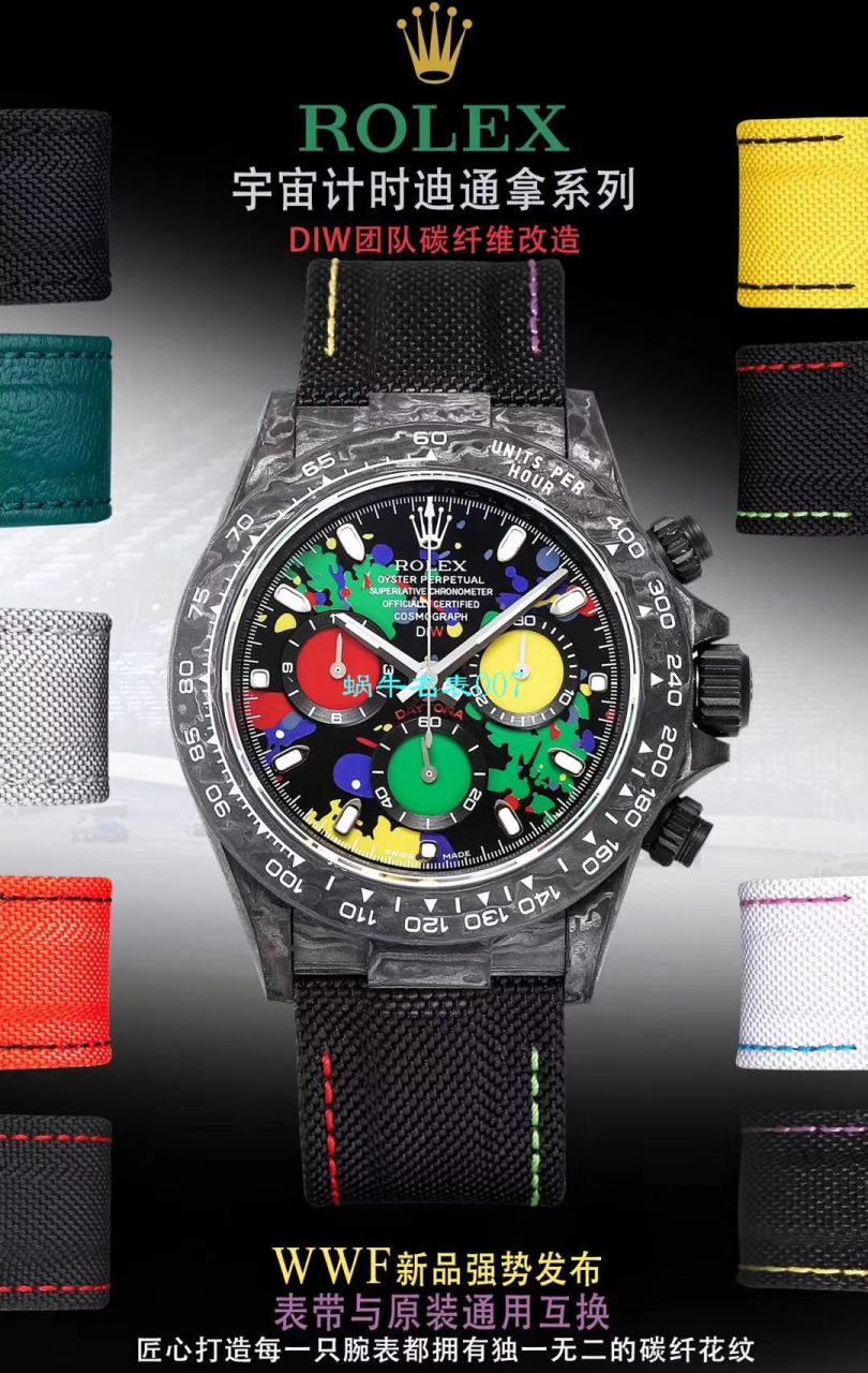 WWF新品发布： carbon fiber  Rolex ROLEX宇宙计时 Ditongna 系列之Diw团队改造版 / R399