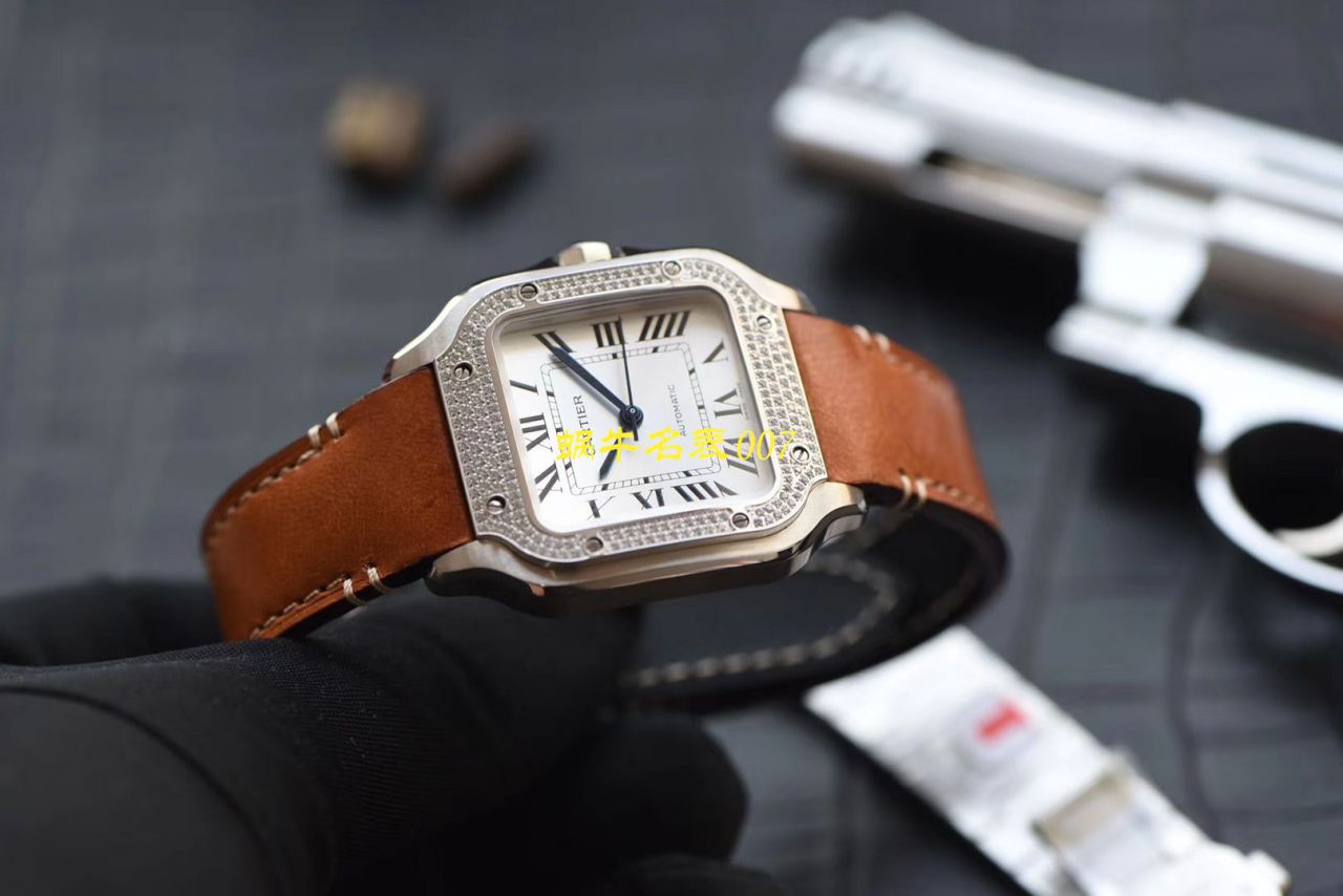 HBBV6 Factory 新款 Perfect  Replica Copy  Cartier   Santos 女装表圈镶WJSA0010,WJSA0007中号女表 / K237
