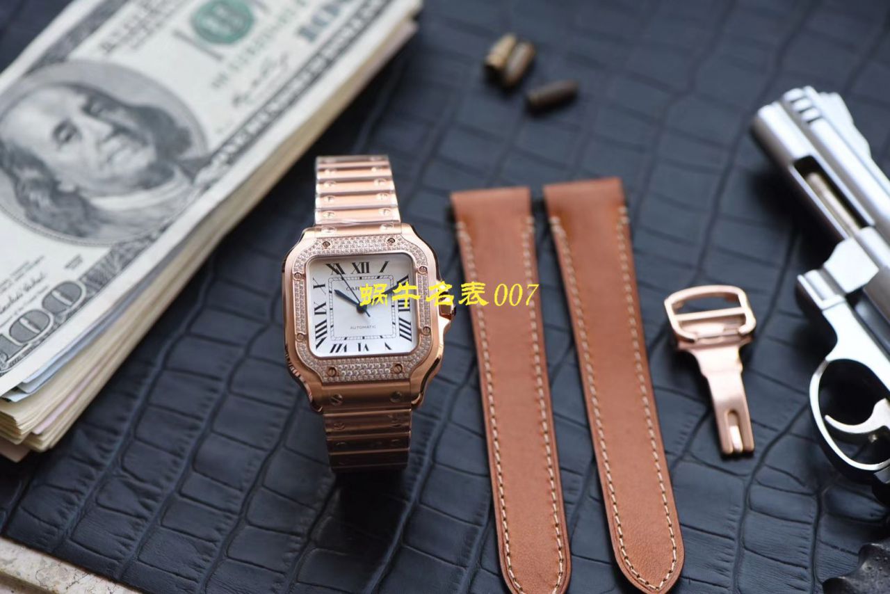 HBBV6 Factory 新款 Perfect  Replica Copy  Cartier   Santos 女装表圈镶WJSA0010,WJSA0007中号女表 / K237