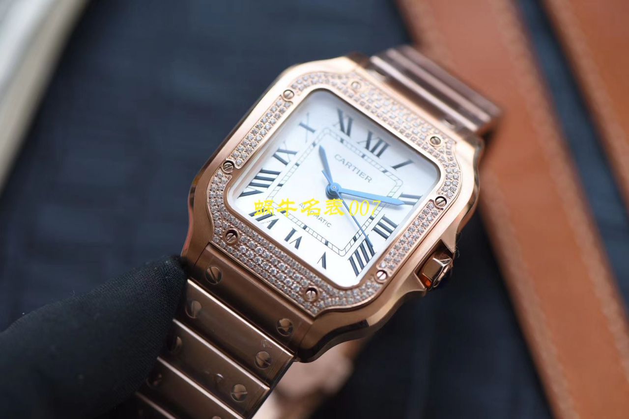 HBBV6 Factory 新款 Perfect  Replica Copy  Cartier   Santos 女装表圈镶WJSA0010,WJSA0007中号女表 / K237