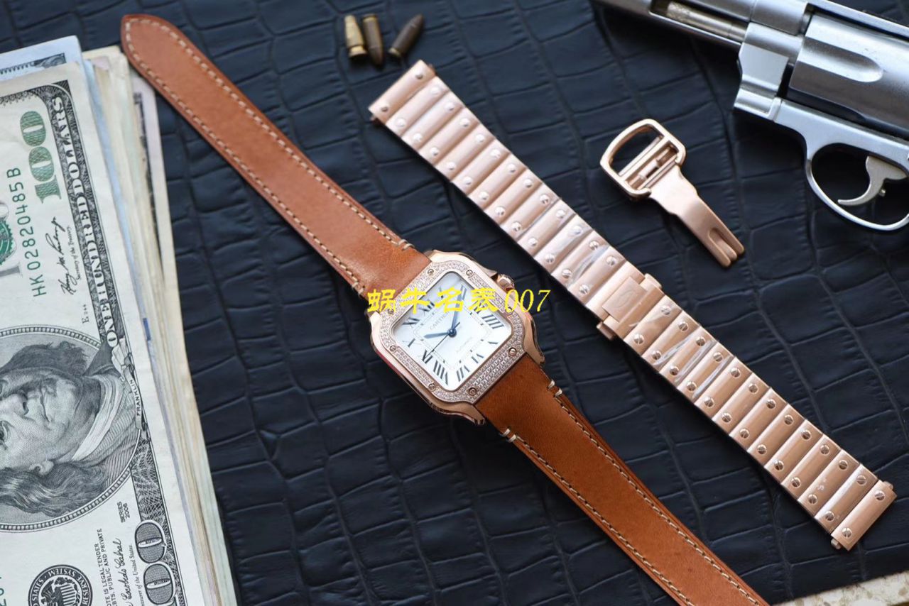 HBBV6 Factory 新款 Perfect  Replica Copy  Cartier   Santos 女装表圈镶WJSA0010,WJSA0007中号女表 / K237