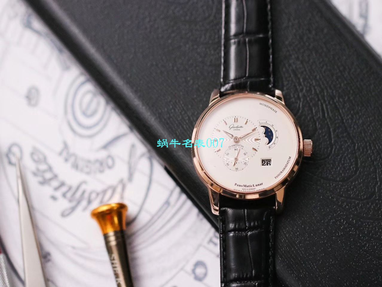 【TZ Factory 官网 High quality  Replica Watches 】glashuette original原创 PANO MATIC LUNAR偏心系列1-90-02-45-35-04 wrist watches  / GLA056