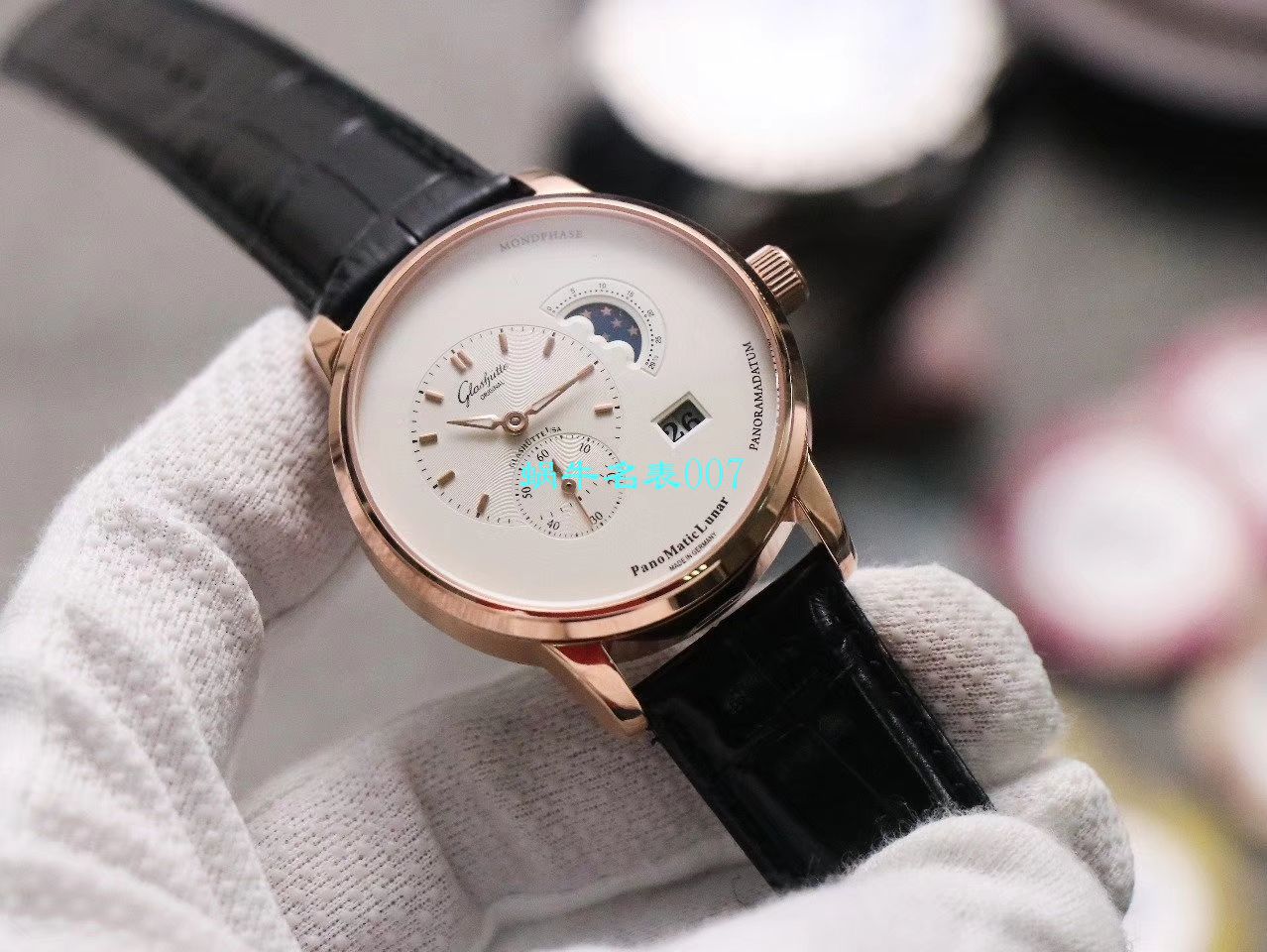 【TZ Factory 官网 High quality  Replica Watches 】glashuette original原创 PANO MATIC LUNAR偏心系列1-90-02-45-35-04 wrist watches  / GLA056