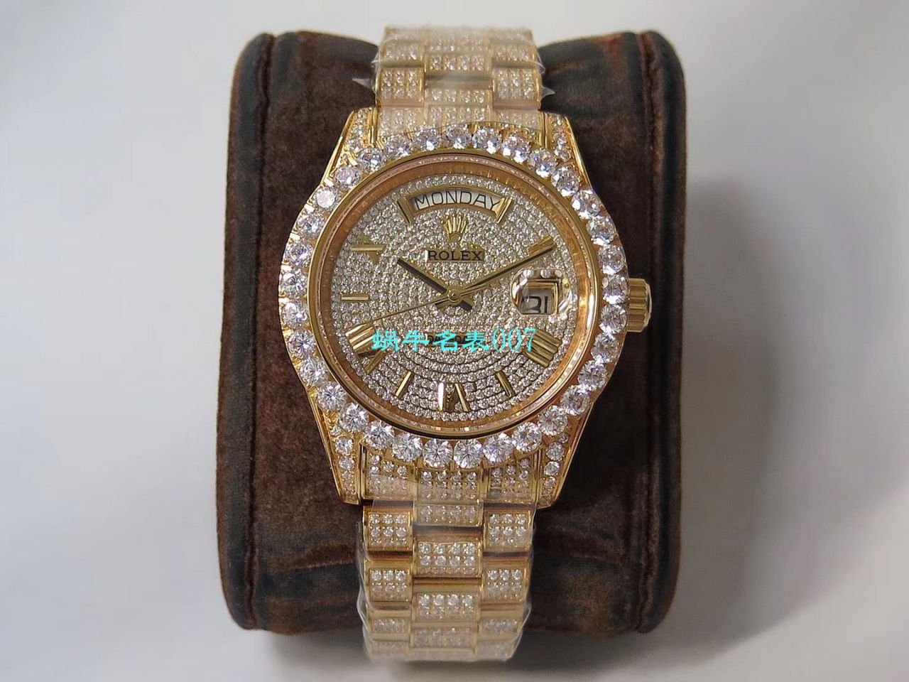 TW Factory  High quality  Replica  Rolex 帝皇版最豪Day date II系列 Day-Date 型密镶钻特别款 wrist watches  / R355