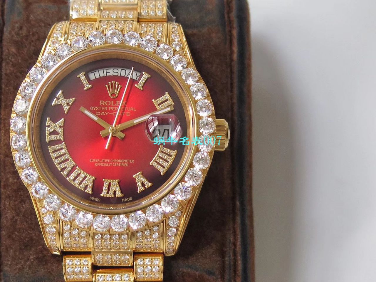 TW Factory  High quality  Replica  Rolex 帝皇版最豪Day date II系列 Day-Date 型密镶钻特别款 wrist watches  / R355