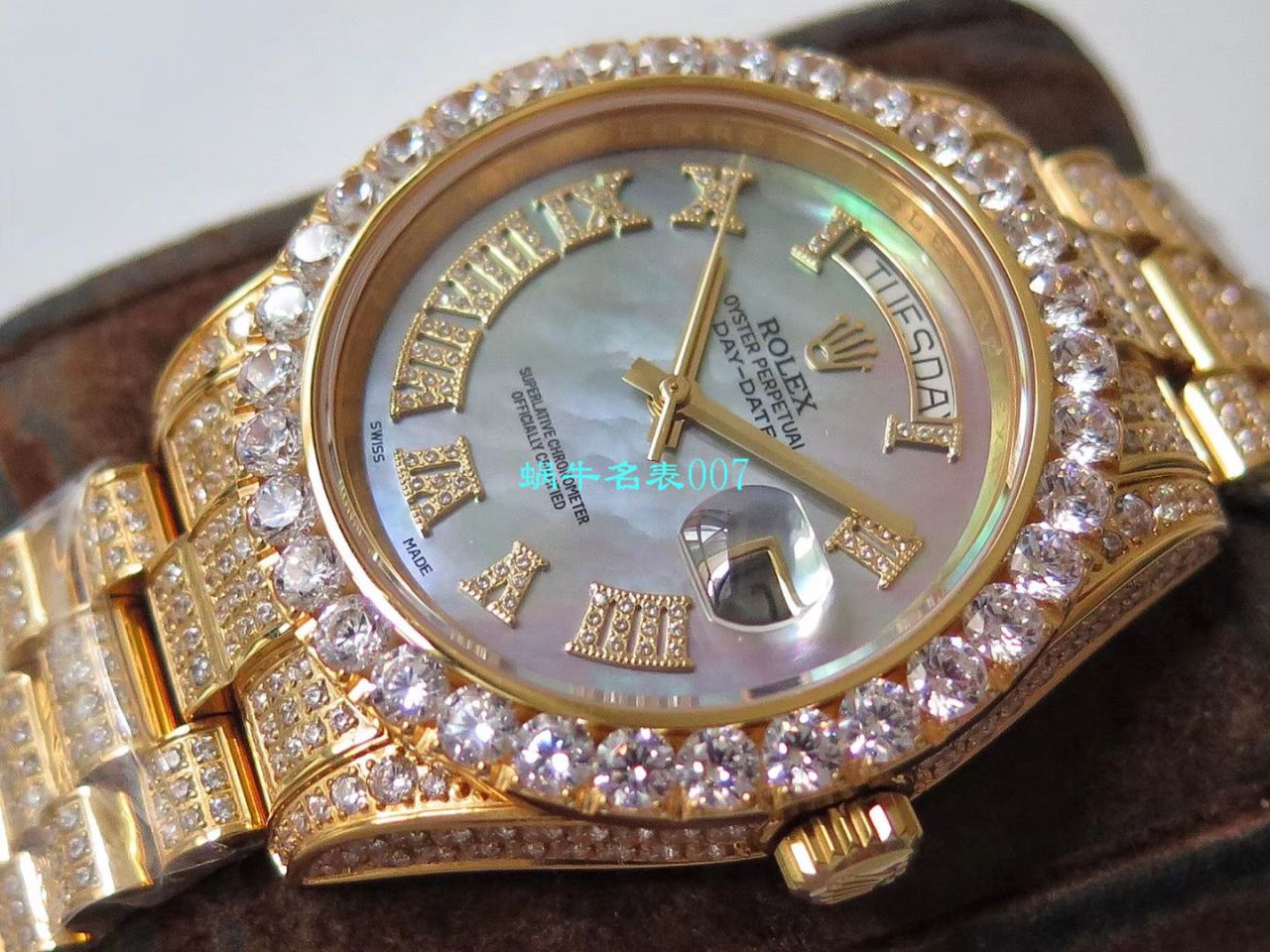 TW Factory  High quality  Replica  Rolex 帝皇版最豪Day date II系列 Day-Date 型密镶钻特别款 wrist watches  / R355