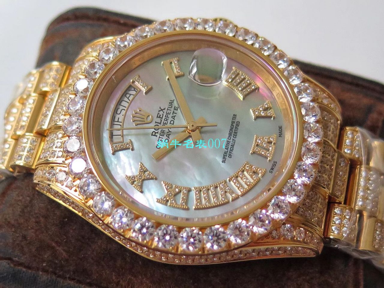 TW Factory  High quality  Replica  Rolex 帝皇版最豪Day date II系列 Day-Date 型密镶钻特别款 wrist watches  / R355
