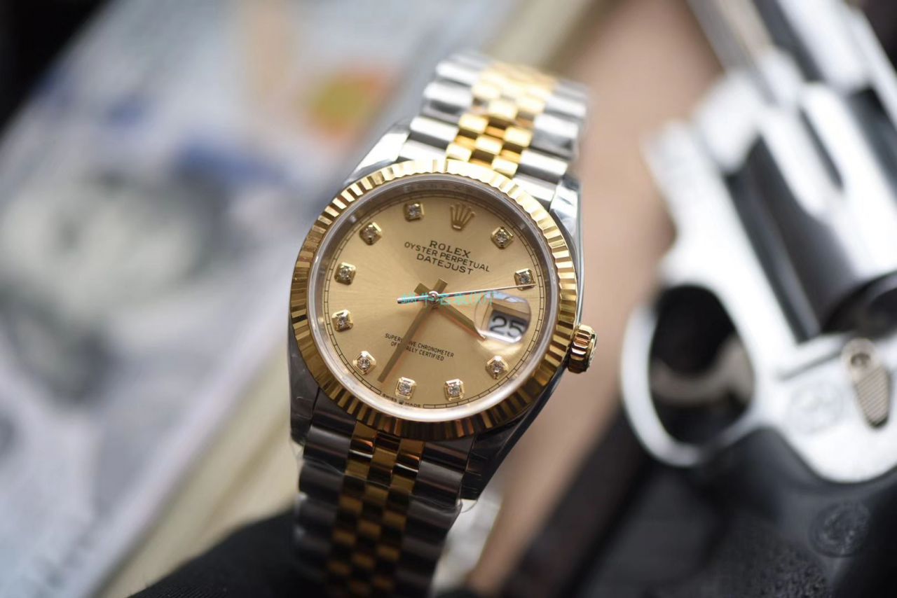 EW Factory 官网 top  Replica Copy  Rolex   Datejust 系列116233香槟盘镶钻 wrist watches  / R357EW