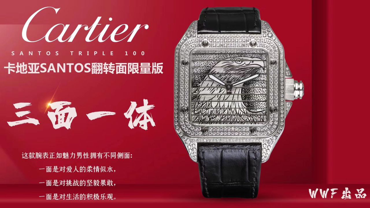 wwf Factory  top  Replica Copy  Cartier   Santos 鹰头WM505014 wrist watches  / K272