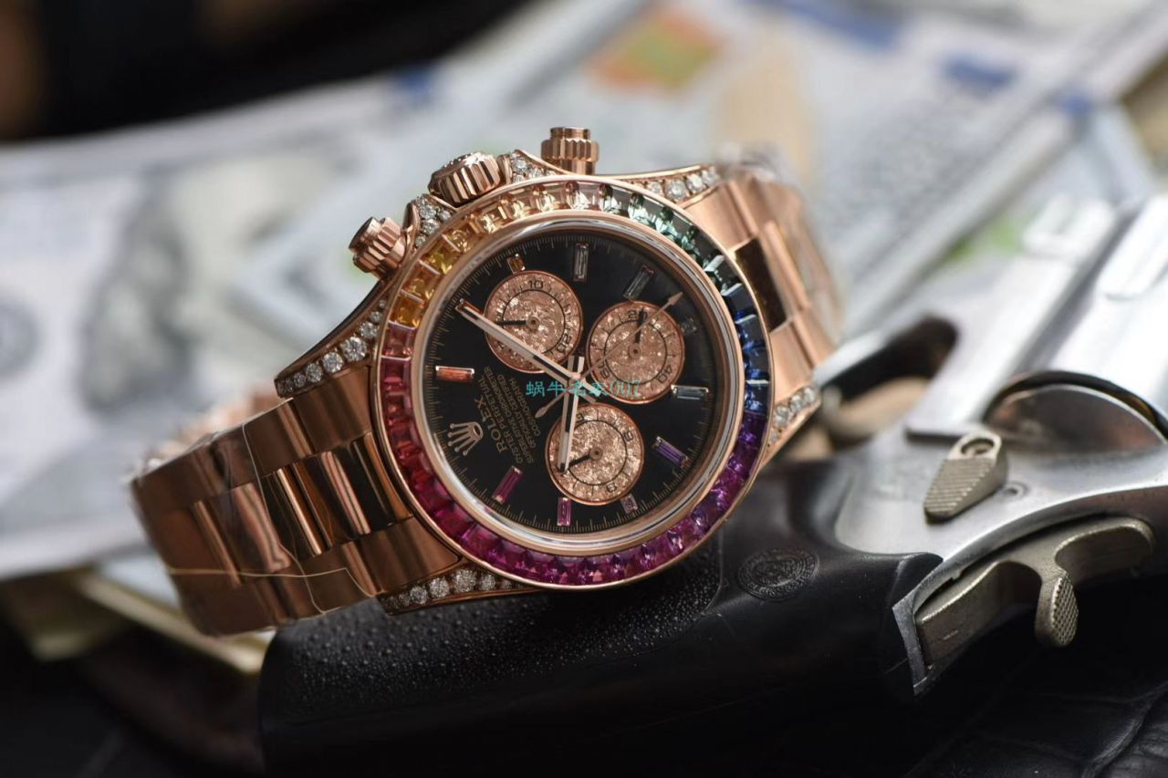 独家后加工真钻包金ROLEX彩虹迪 Rolex  Cosmograph Daytona  Ditongna  Replica Copy 116595 RBOW wrist watches  / R577
