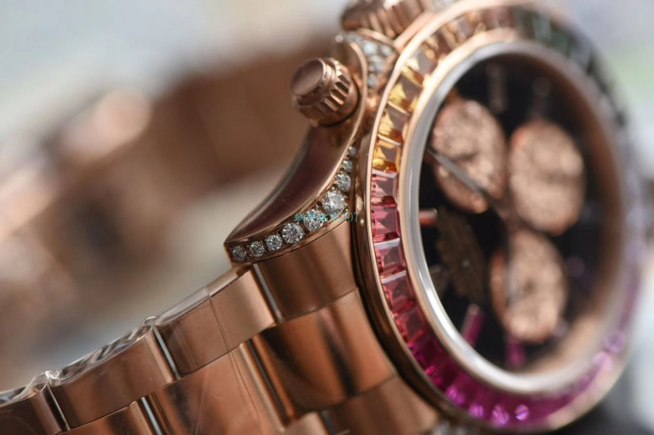 独家后加工真钻包金ROLEX彩虹迪 Rolex  Cosmograph Daytona  Ditongna  Replica Copy 116595 RBOW wrist watches  / R577