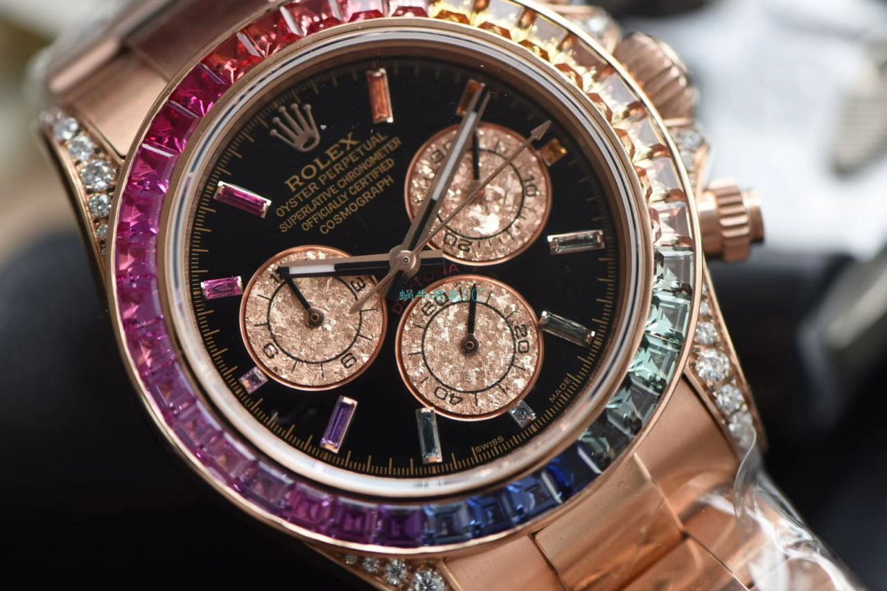独家后加工真钻包金ROLEX彩虹迪 Rolex  Cosmograph Daytona  Ditongna  Replica Copy 116595 RBOW wrist watches  / R577