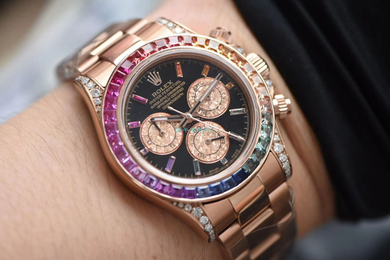 独家后加工真钻包金ROLEX彩虹迪 Rolex  Cosmograph Daytona  Ditongna  Replica Copy 116595 RBOW wrist watches  / R577