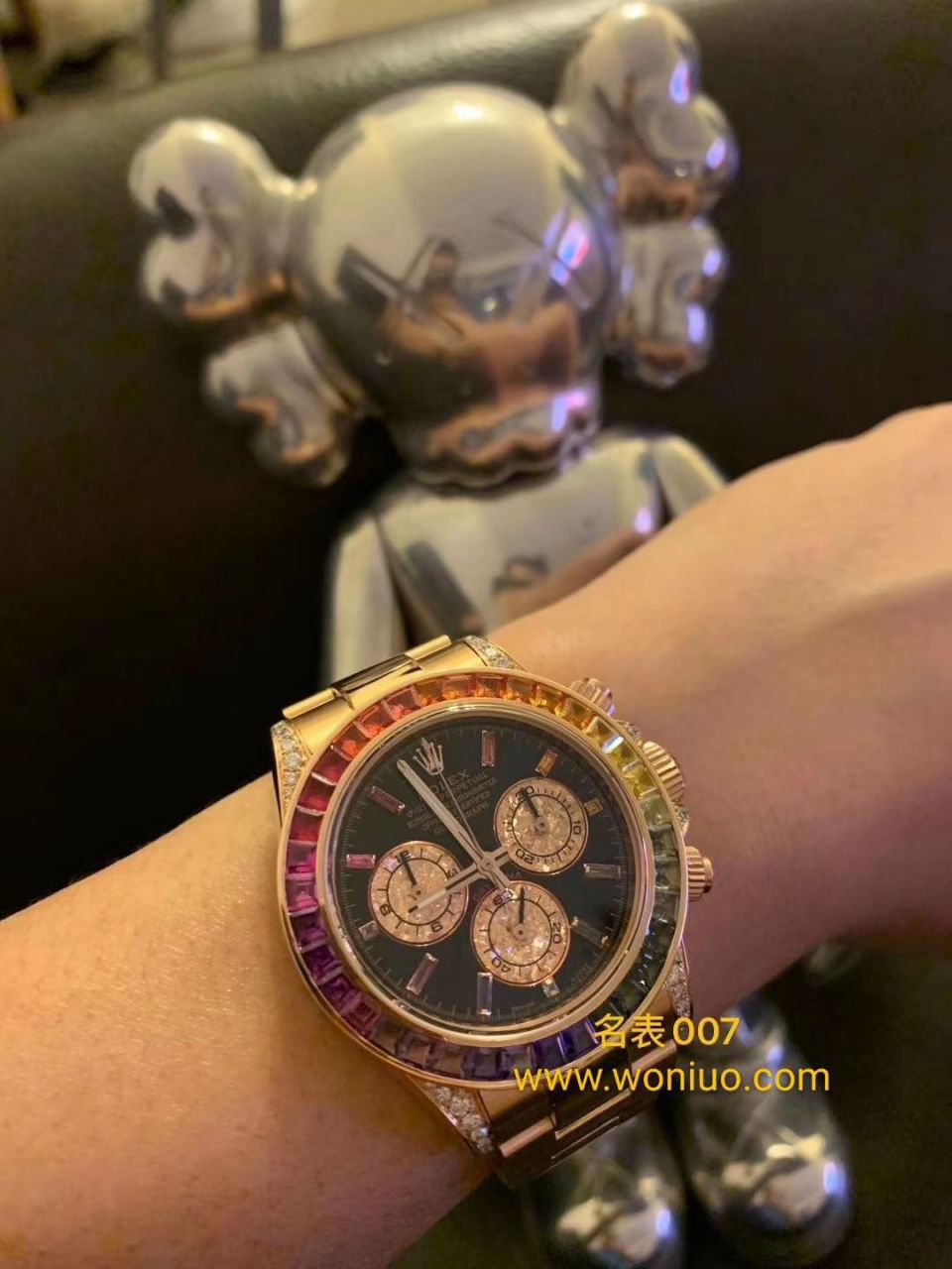 独家后加工真钻包金ROLEX彩虹迪 Rolex  Cosmograph Daytona  Ditongna  Replica Copy 116595 RBOW wrist watches  / R577