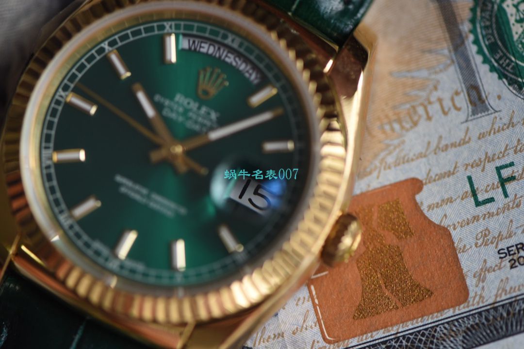  Video analysis  High quality  Replica Watches  Rolex  Day-Date 型系列118138-L(FC)绿盘 wrist watches  / R582