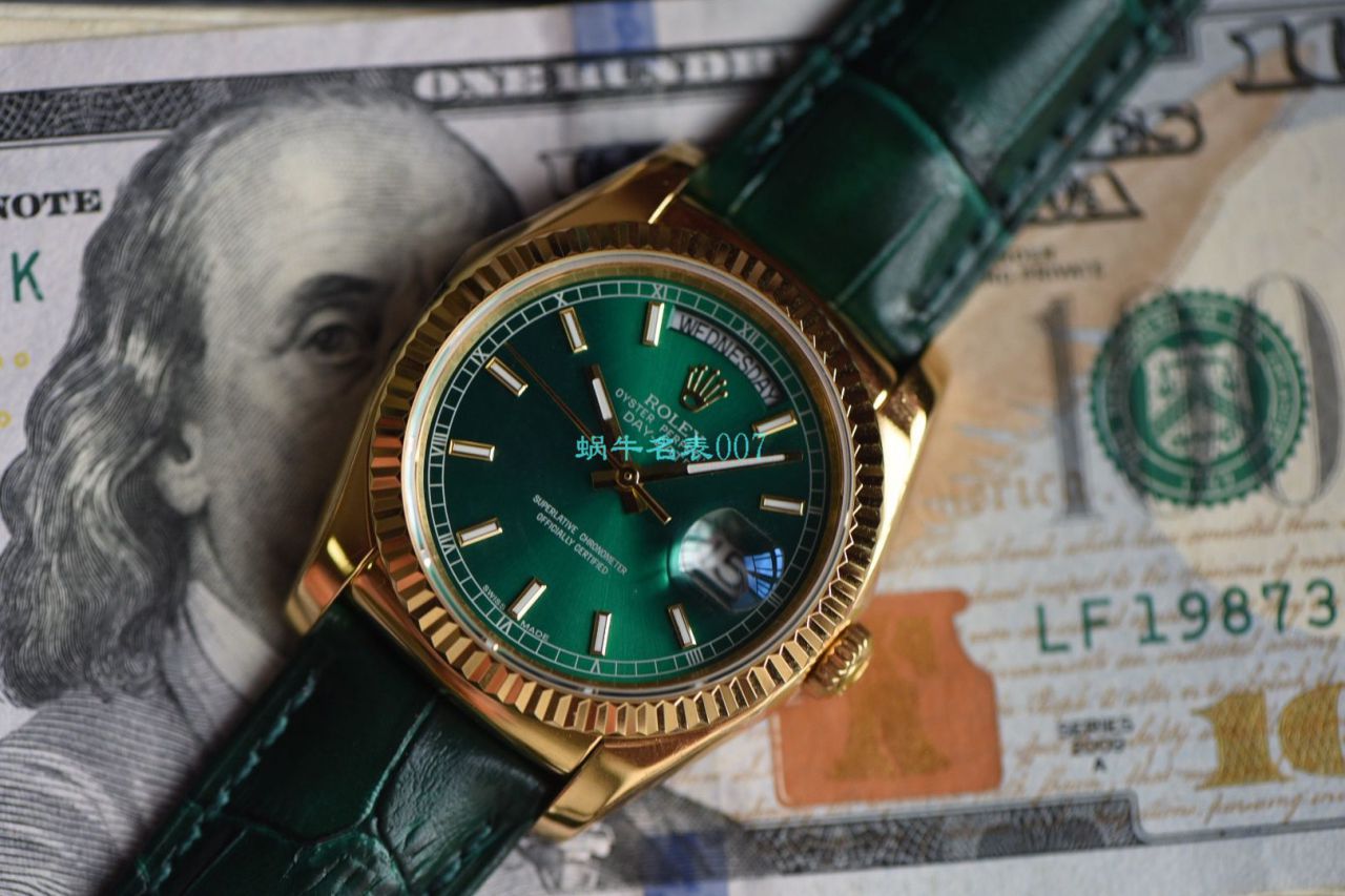  Video analysis  High quality  Replica Watches  Rolex  Day-Date 型系列118138-L(FC)绿盘 wrist watches  / R582