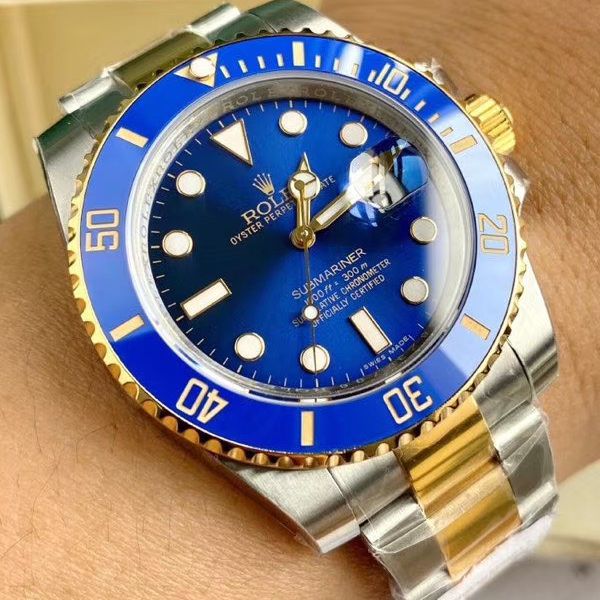  TOP  copy customized 包金ETA Movement  Rolex  Submariner 型116613LB-97203 top  Replica Copy  蓝盘 wrist watches (间金蓝水鬼)