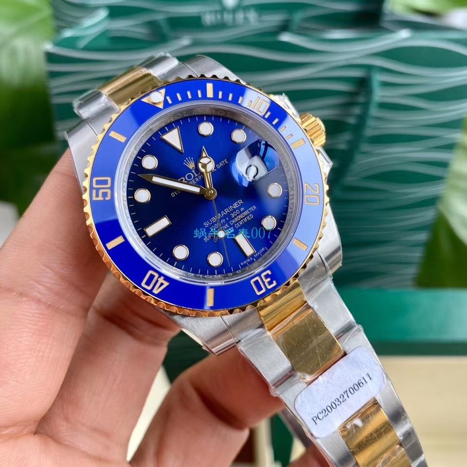  TOP  copy customized 包金ETA Movement  Rolex  Submariner 型116613-LN-97203 Replica Copy 间金 Submariner 黑盘 wrist watches  / R596