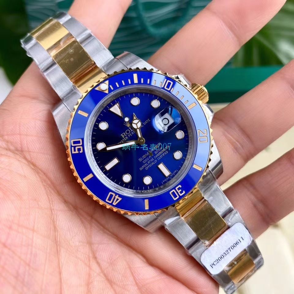  TOP  copy customized 包金ETA Movement  Rolex  Submariner 型116613-LN-97203 Replica Copy 间金 Submariner 黑盘 wrist watches  / R596